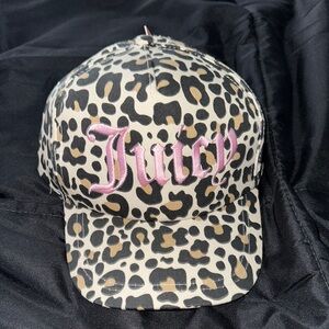 Juicy Couture Pink and Black Leopard Print Hat
